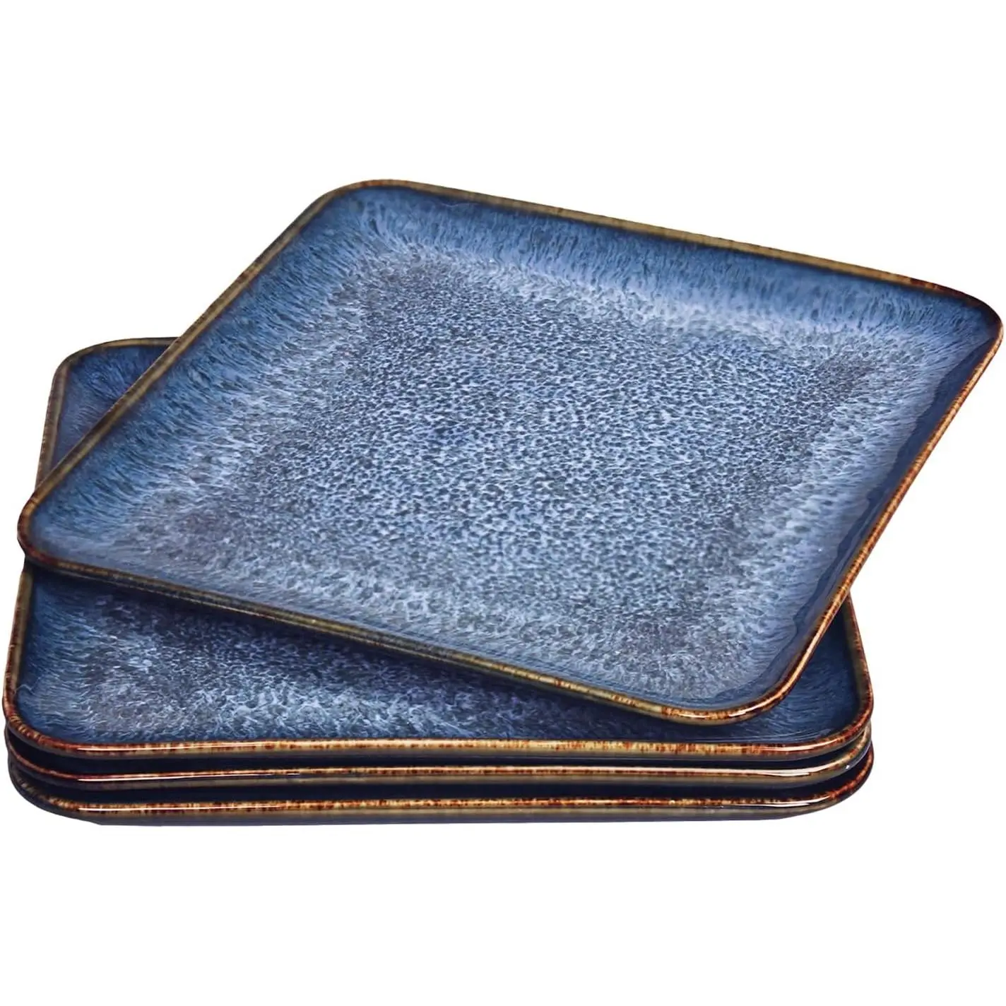Porcelain Dinner Plates set dessert salad dish Set of 4, Main Dish for Steak, Bread, Pasta, Salad, Microwave Oven and Dishwasher Safe, Scratch Resistant  7.5 INCH Square