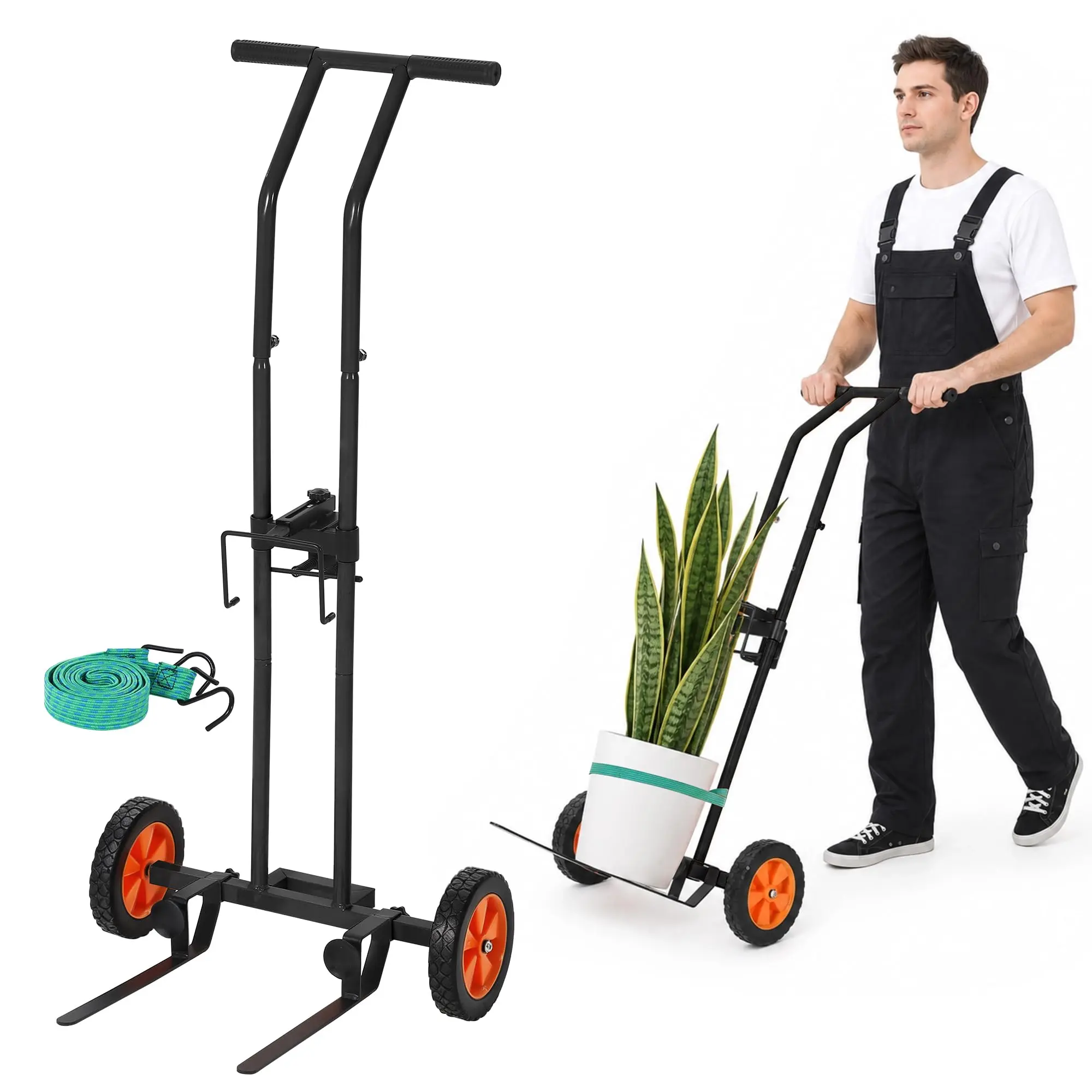 Heavy Duty Plant Caddy with Adjustable Grabbing Arms, 175 LBS Load Capacity Rolling Plant Dolly with Securing Straps & Wheels, Easy Mover for Large Potted Plants, Indoor & Outdoor Use