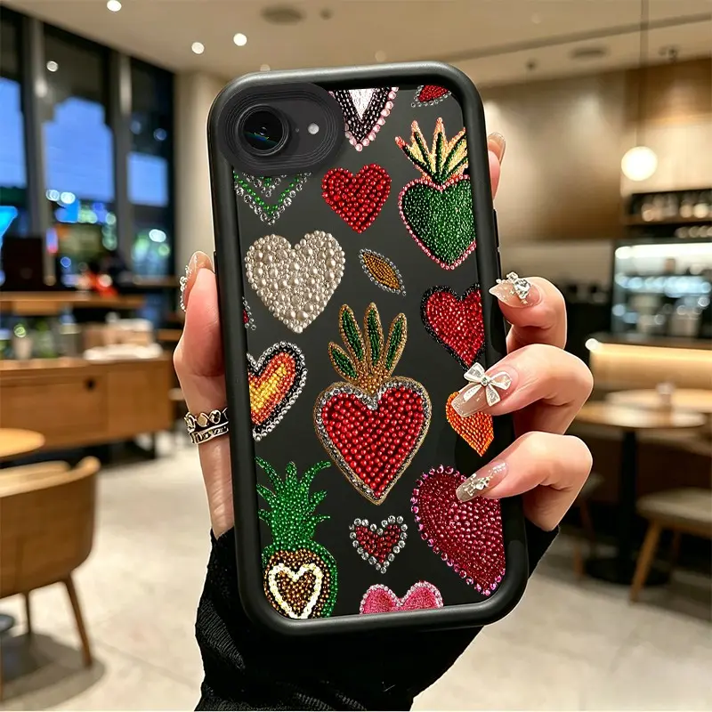 Phone case for iphone 16E 17E Enhanced Peotection Shockproof TPU Beaded Sacred Heart & Pineapple Phone Case soft silicone Celestial Eye Layered Phone Case BO-JT-MVR0