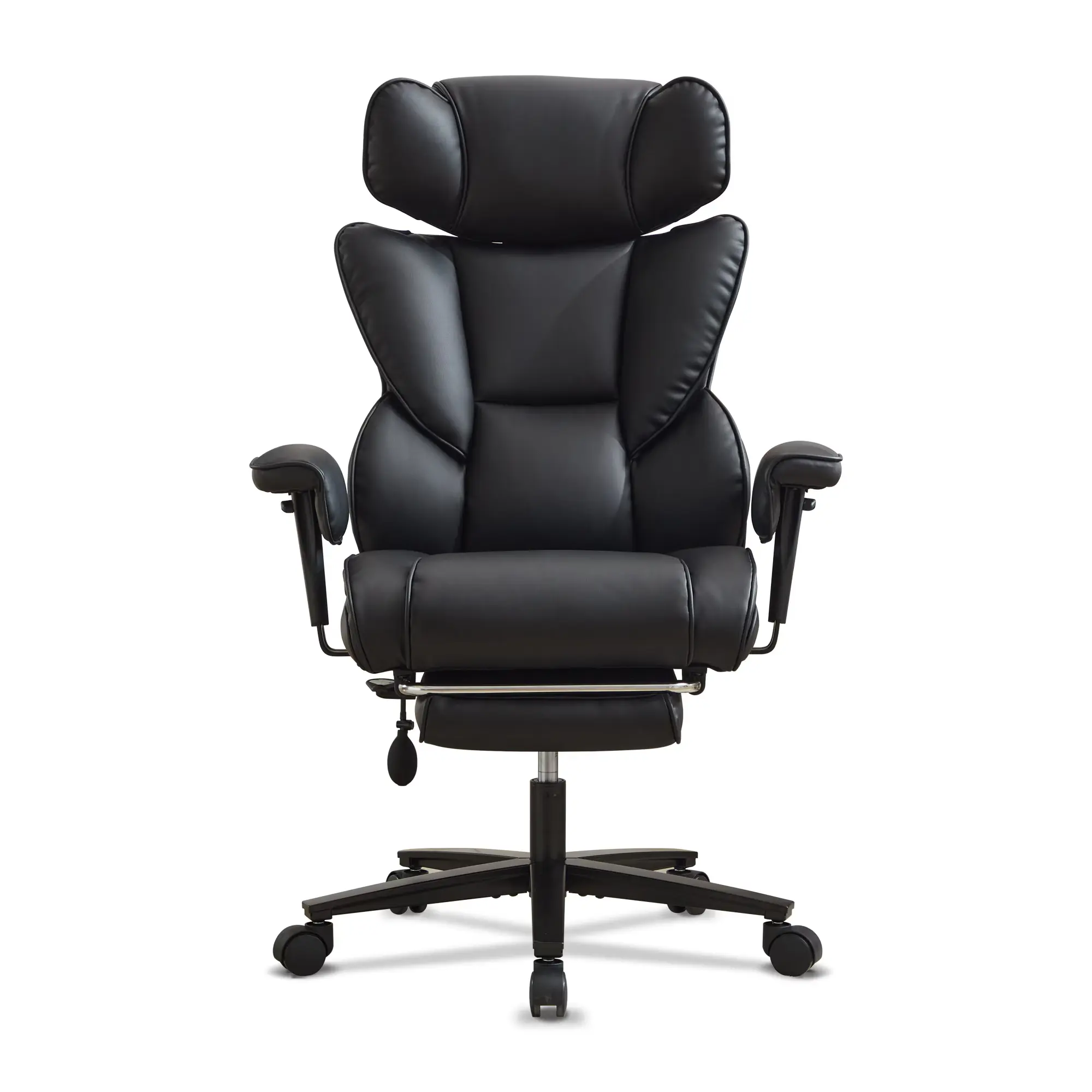 Office Chair Ergonomic High Back Leather Recumbable Petal Chair with Pedals Black