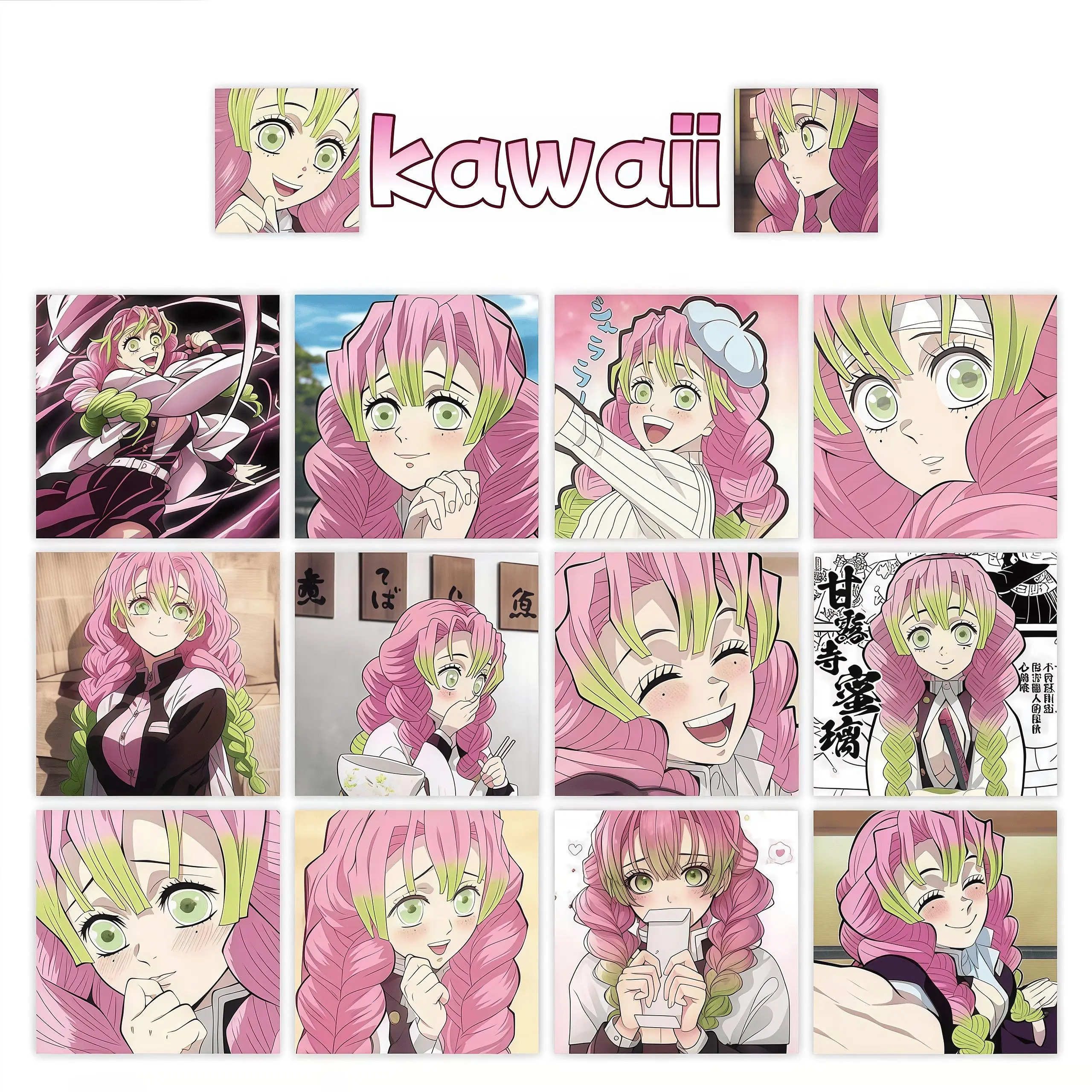 500Pcs Demon Slayer Mitsuri Kanroji Sticker Roll, Multiple Anime Expressions & Scene Seal Decals for Decor, DIY & Gifts