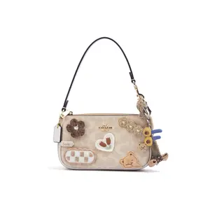 Coach Nolita 19 Handbag for Women – Tulip Ribbon Monogram Coated Canvas Tote in Fresh White