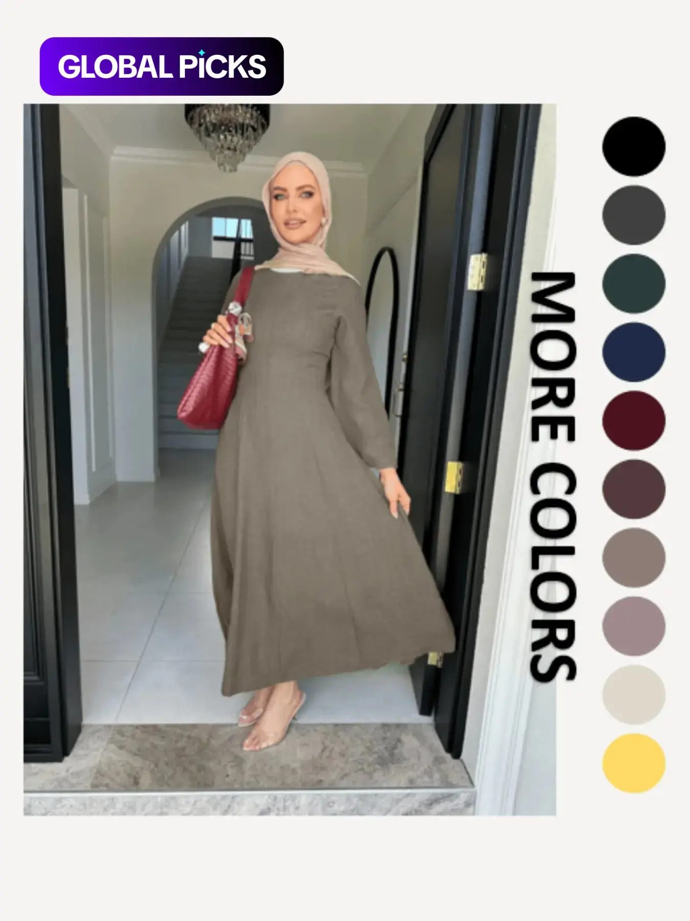 Lace-Up Back Crepe Abaya Long Flare Sleeve Modest Style Dress Casual Maxi Abaya for Daily Wear Modest Muslim Clothing Modest Islamic Clothing