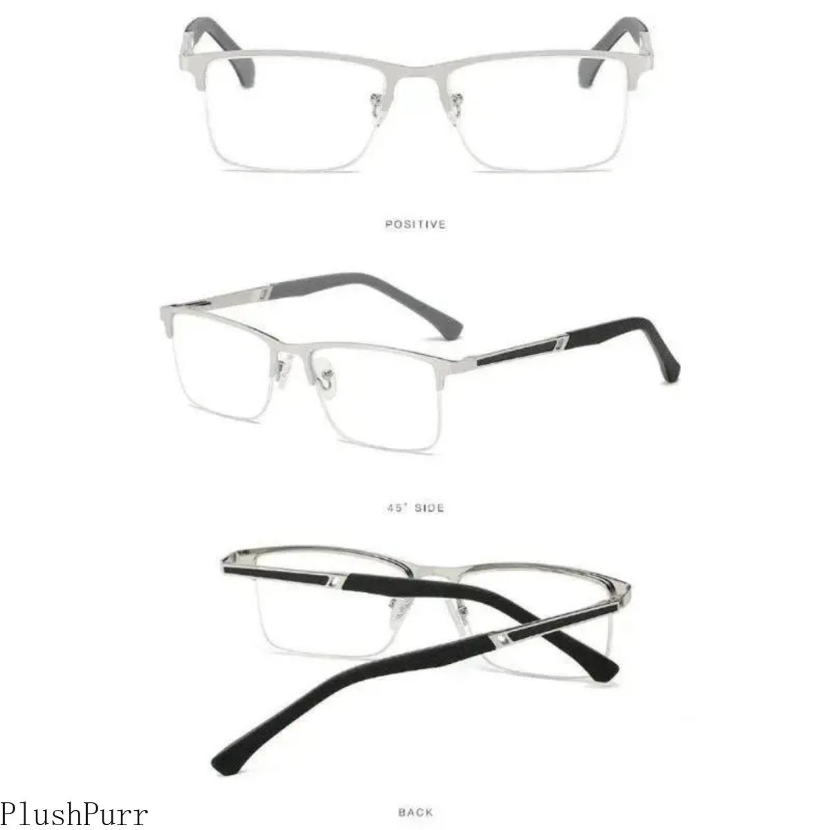 2026 New Men's Semi-Rimless Business Eyeglasses Anti-Blue Light Metal Frame
