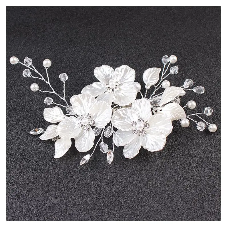 Bride  Flower Hair Comb for Women and Girls, Wedding Floral Rhinestone Bridal Hair  Side Combs Hair Accessories for Wedding Party Daily ()