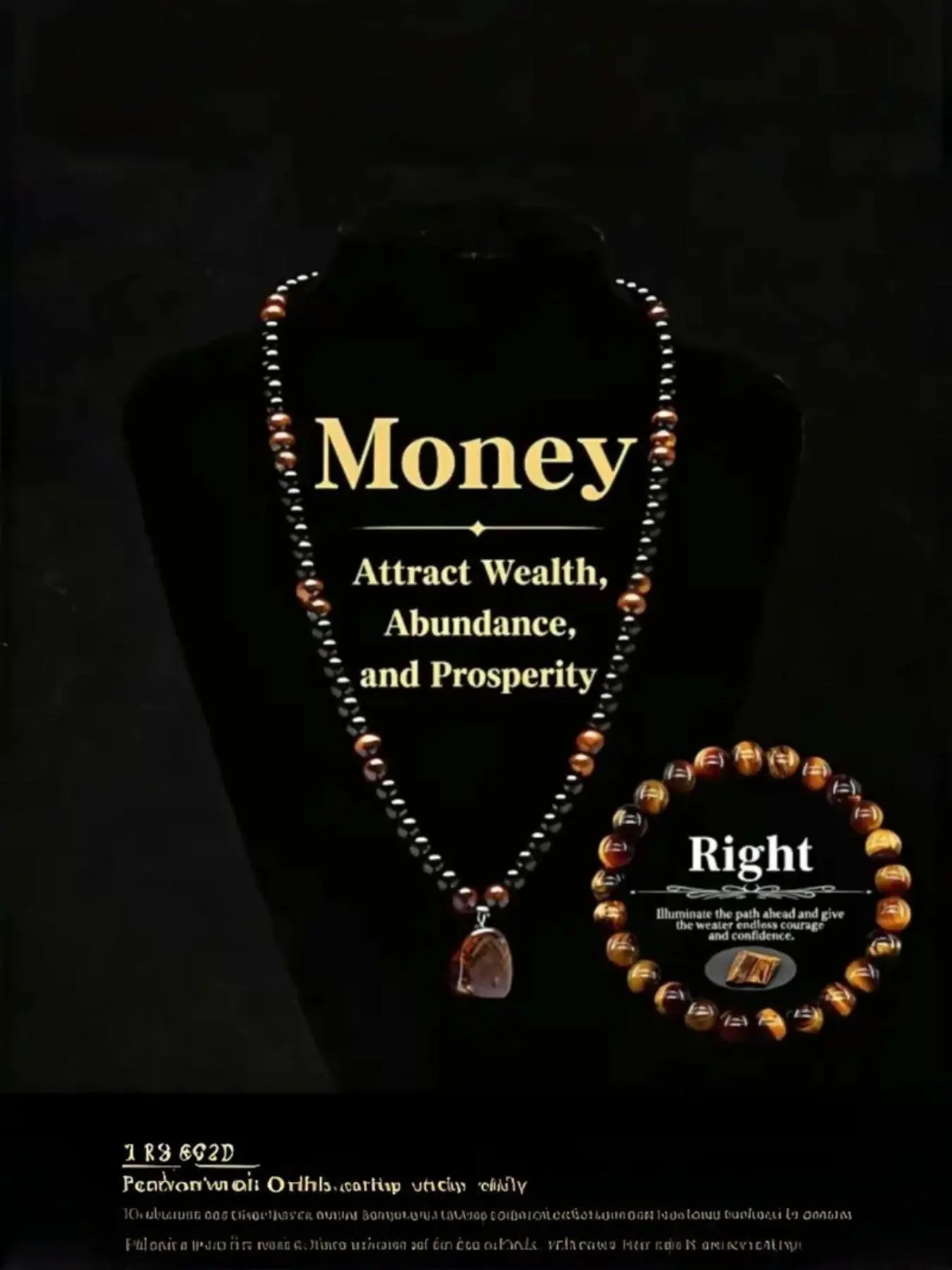 Buy One Get One Free Money Attraction Pendant Necklace, Lion Stone Healing Crystal, Basalt Anniversary Party Jewelry, Long Chain, Unisex Gift