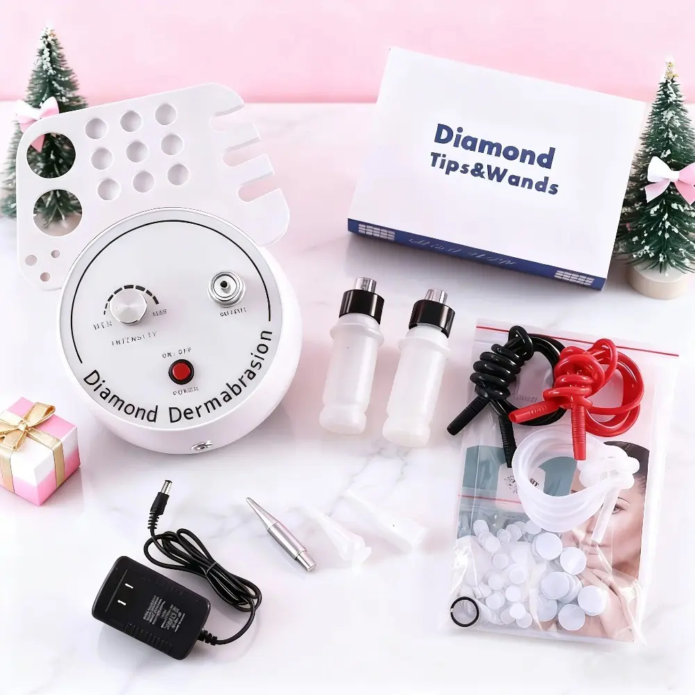 Us Plug Three-In-One Diamond Microdermabrasion Device, Home Facial Exfoliator with Moisturizing Spray, New Model Lb180