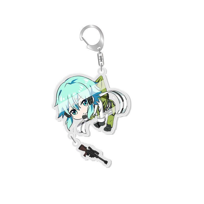 Sword Art Online Kirito Anime Keychain Yuuki Asuna Bag Tag Accessories  Asada Shino Plastic Cartoon Keyring