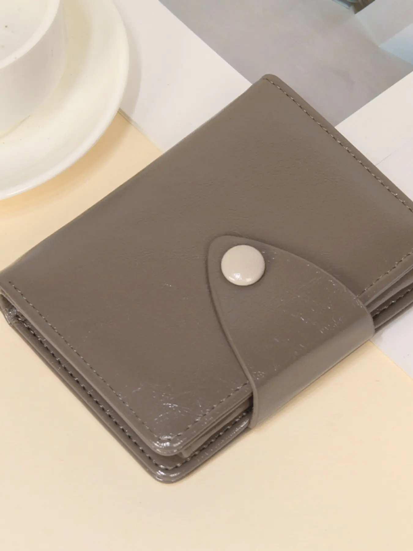 New PU Material Short Folding Wallet, Vintage Luxury Style, Multi-Function Dual Fold Buckle, Multiple Card Slots, Chain Coin Purse