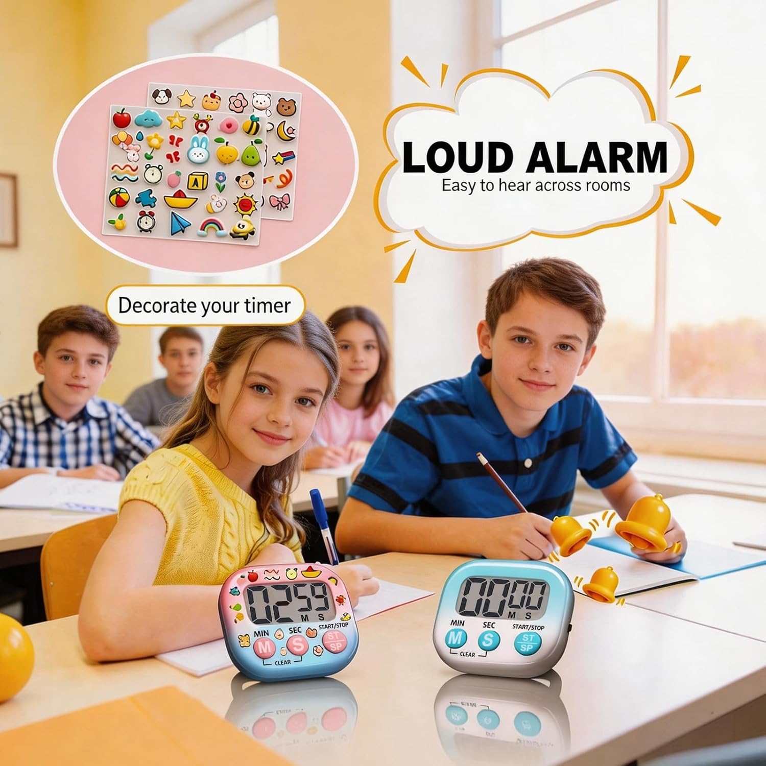 4 Pack Digital Timer for , Kitchen Timers for Cooking,  Countdown Timer for Classroom Teachers, Study, Work, Outdoor ( Not Included)