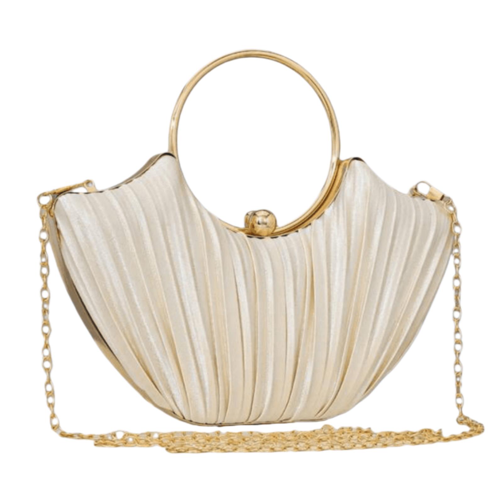 Women's Metallic Luxury Evening Clutch Bag, Elegant Leather Party Handbag with Chain, Glitter Formal Clutch Purse Crossbody Bag for Gown, Ball, Wedding, Bridesmaid, Birthday Dress Accessory , New Year