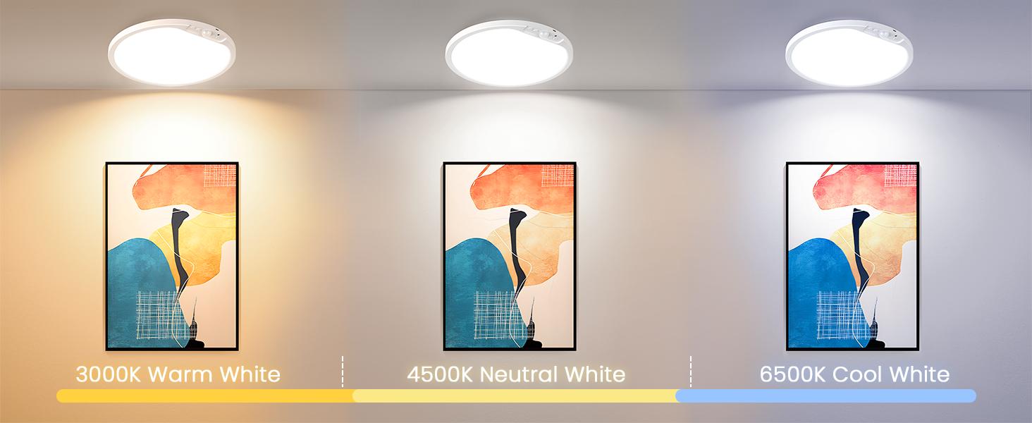 12 Inch Rechargeable Motion Sensor LED Ceiling Light with Remote, Wireless Dimmable 3CCT Battery Operated LED Closet Lights for Stair Hallway