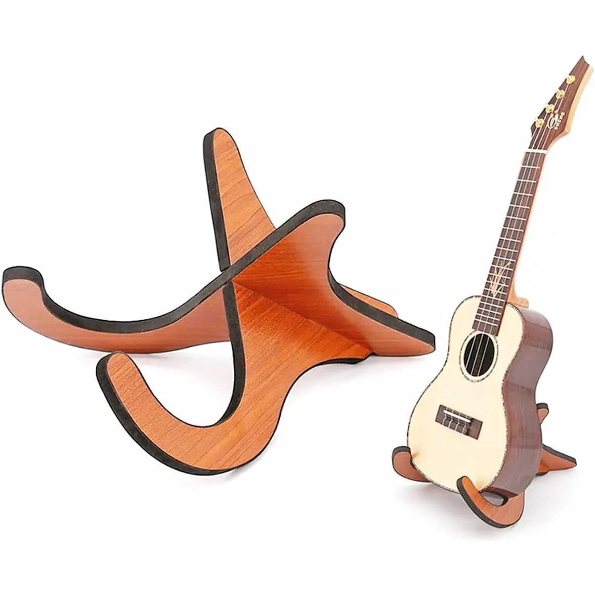 Portable Wooden X-Frame Instrument Stand Holder for Ukulele, Small Guitar, Violin