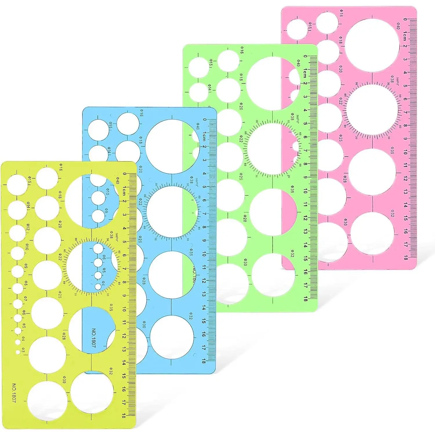 4 Pcs Circle Template for Drawing, Circle Stencils Drafting Tools Set Stencil Maker Measuring Rulers for Office School Building Formwork Drawings