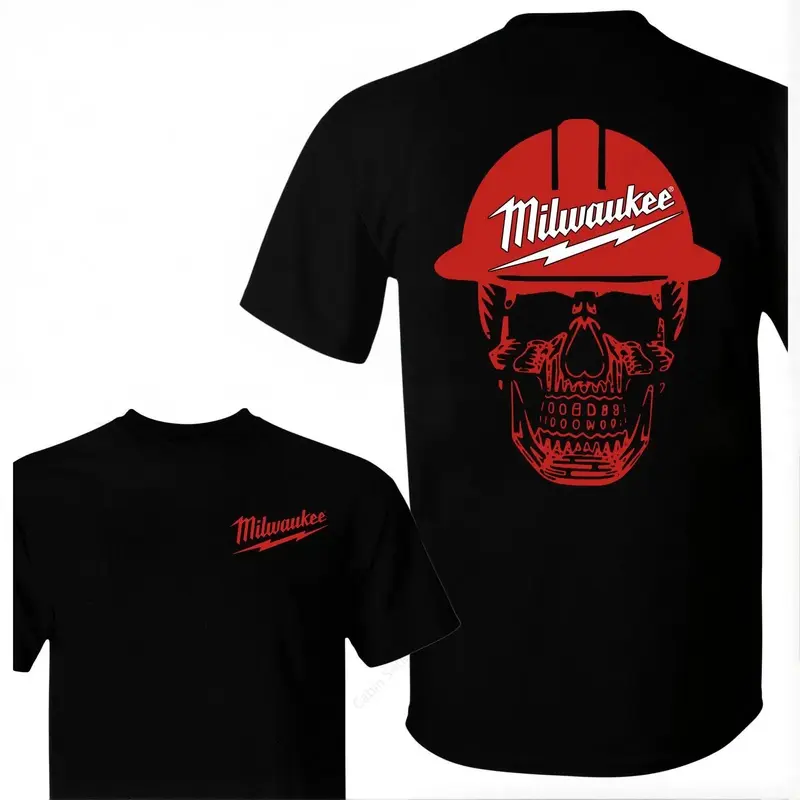 Milwaukee Bold Graphic Skull T-Shirt  Cotton Unisex Fit Streetwear Workwear Style Gift For Tool Garage Fans Classic Fit
