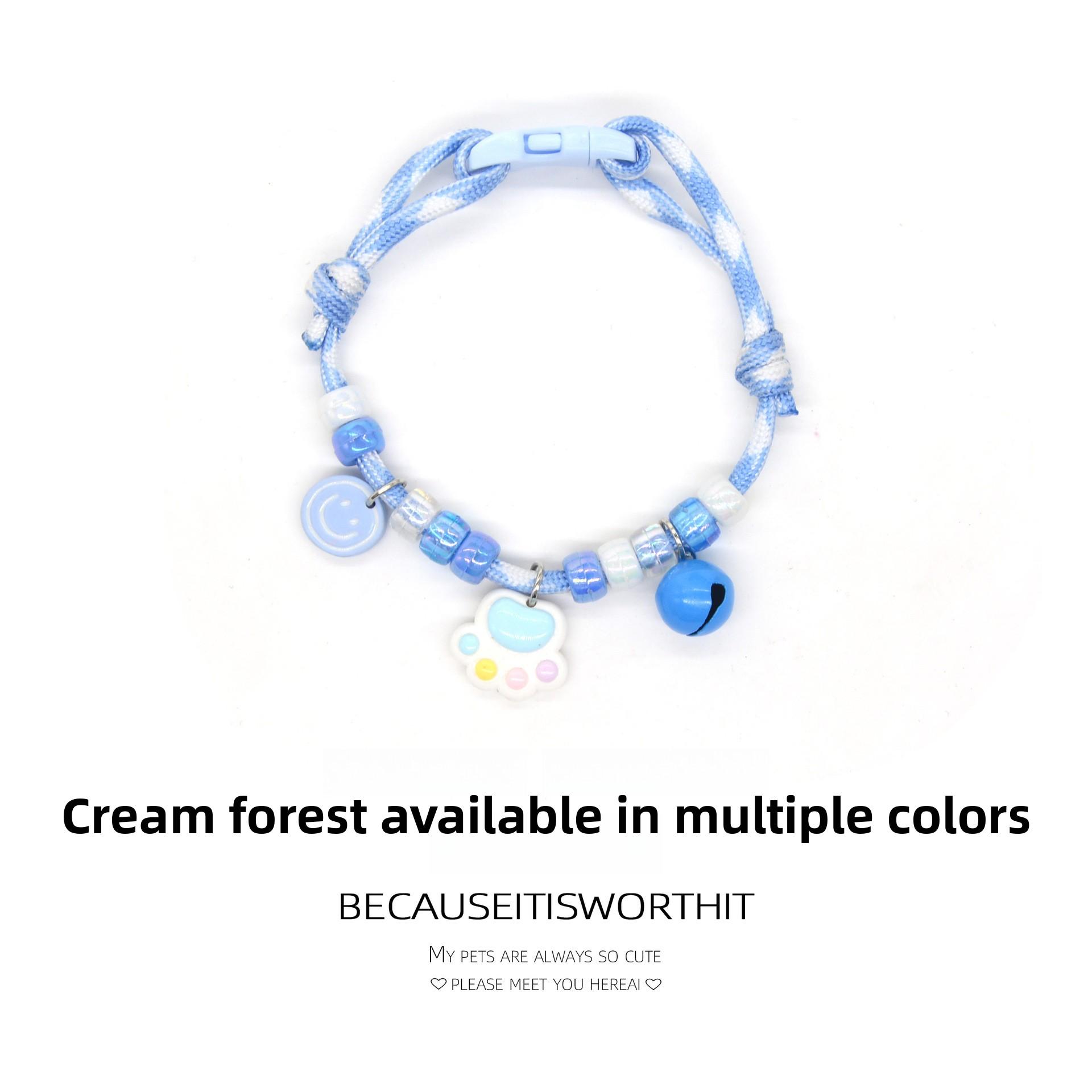 Cat and Dog Collar Necklace with Bell, Cute Paw Print, Simple Bell, Colorful Adjustable Collar