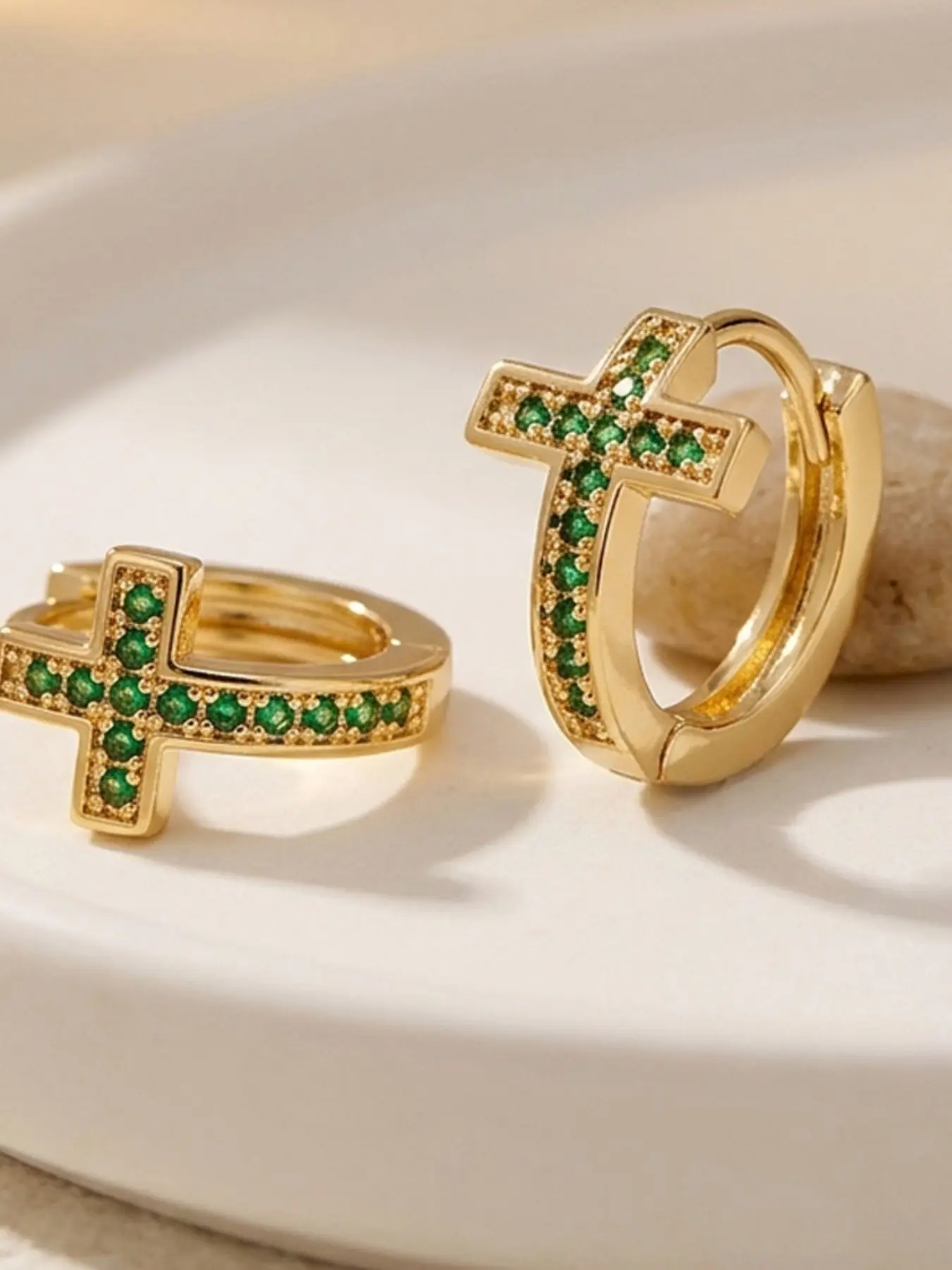 Women's Fashion Ring Earrings, Cross Design with Synthetic Zircon, Perfect for Thanksgiving, Teacher's Day, Easter, Birthday Gifts