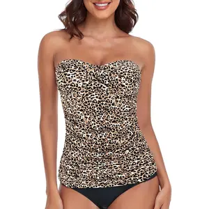 Women's pleated two-piece swimsuit top