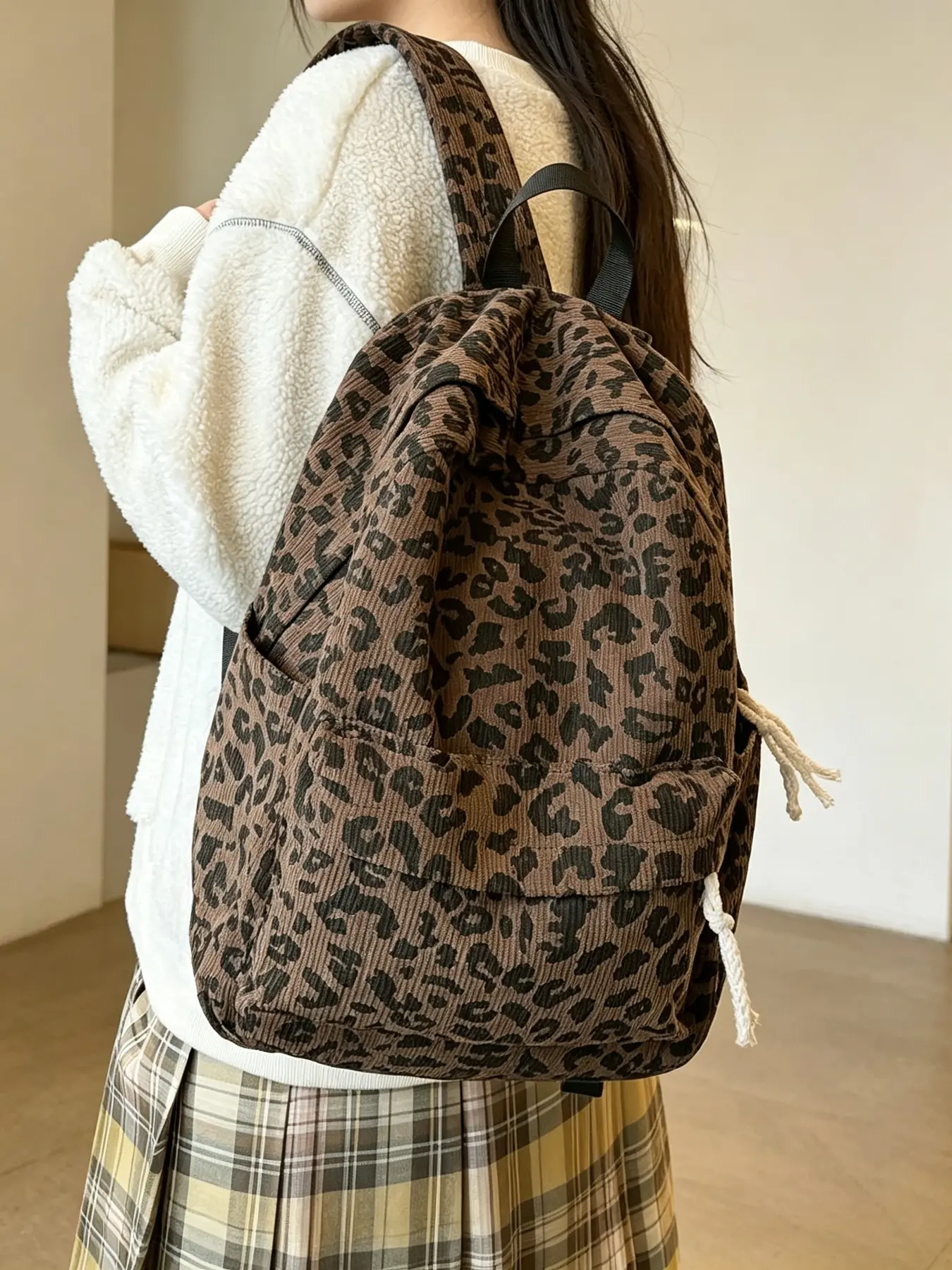 Brown Leopard Print Travel Backpack Multifunctional Large Capacity High End Commuter Bag For College Students Back To School Daily Use Laptop Backpack