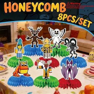 99 Nights in the Forest Themed Party Honeycomb Centerpieces - 8pcs Character Table Decorations for 99 Nights Fans Birthday Gaming Party Supplies