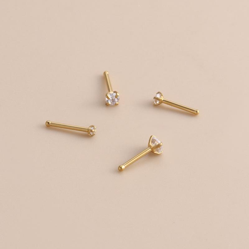 16Pcs 20G 316L Stainless Steel 4-Prong CZ Nose Ring Set, Straight/L/Screw Nose Studs, Hypoallergenic Nose Piercing Jewelry for Women Men