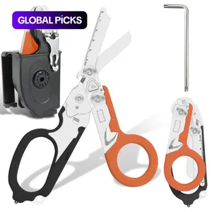 6-in-1 Multifunctional Tactical Scissors with Sheath and Screwdriver, Portable Survival Scissors for Outdoor Camping and Hiking, Survival Gear, Emergency Tool, Survival Tools