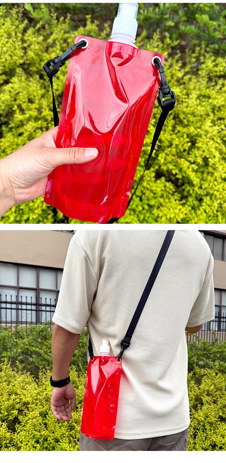 Folding Water Bag Bar Music Festival Plastic Soft Water Bag Lanyard Convenient Water Bag Mountaineering Cycling Water Bag