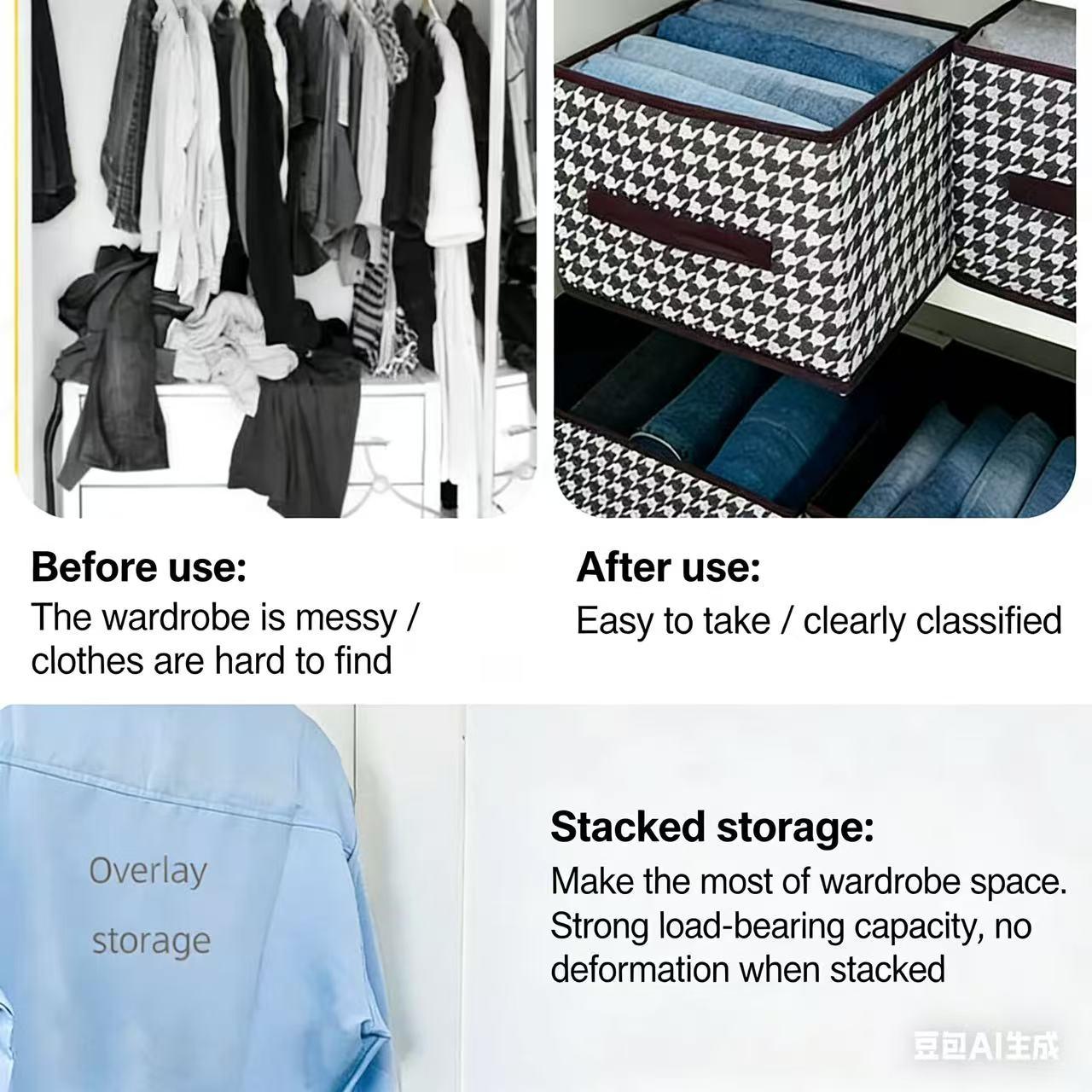 Wardrobe shoe rack, large-capacity storage box (40*28*20), PP shelves, box-style shelf storage, foldable, suitable for bedroom, bathroom, home