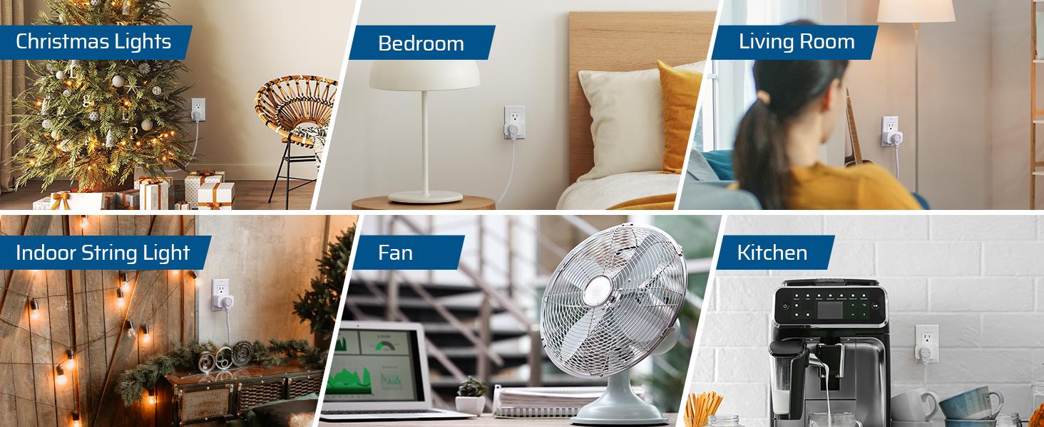 F-PSP02 Indoor Remote Control Outlet, Wireless Remote Light Switch, No Interference Remote Outlet Switch, No Wiring, 15A/1875W, 100ft RF Range, Compact Design, Programmable