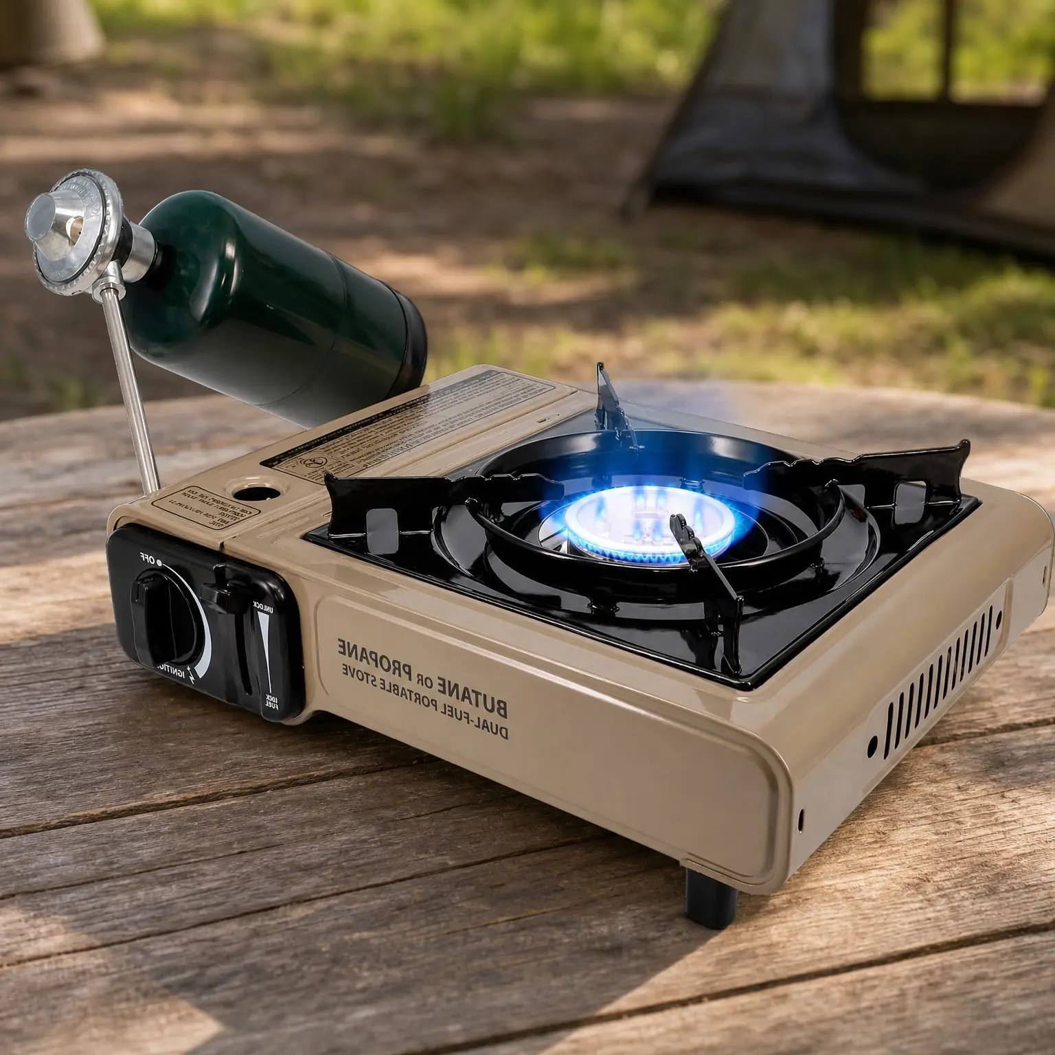 GS-3400P Dual Fuel Propane or Butane Portable Camping Stove with Carrying Case for Emergency Preparedness
