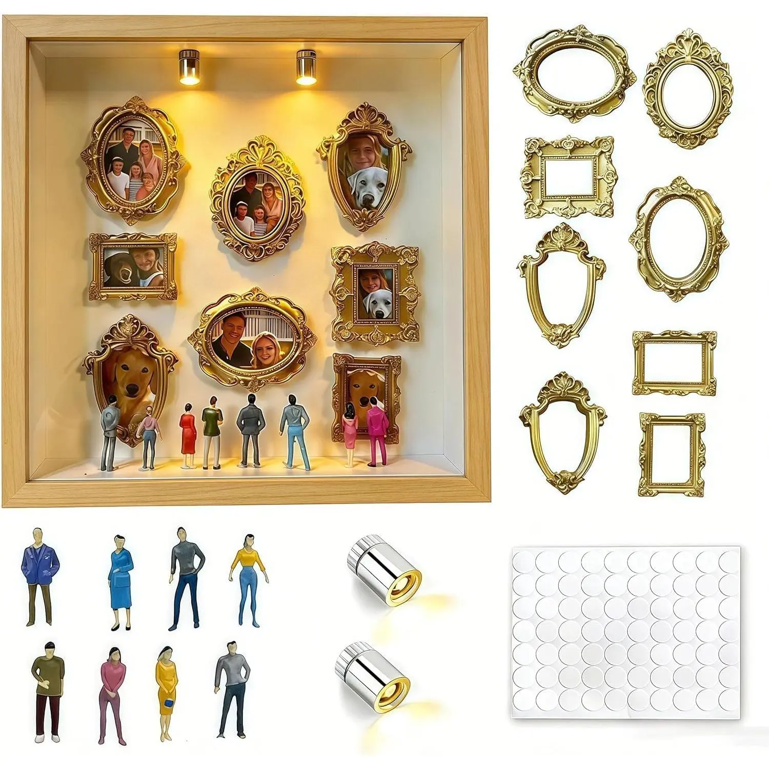 DIY Mini Museum Silhouette Box for Anniversary10x10x1.9 Inches ( Colour) | Shadow Box Frame Set, Museum of  Box, 8  Mini Picture Frames & 8 People Figurines, for Valentine's Day Birthday Gifts