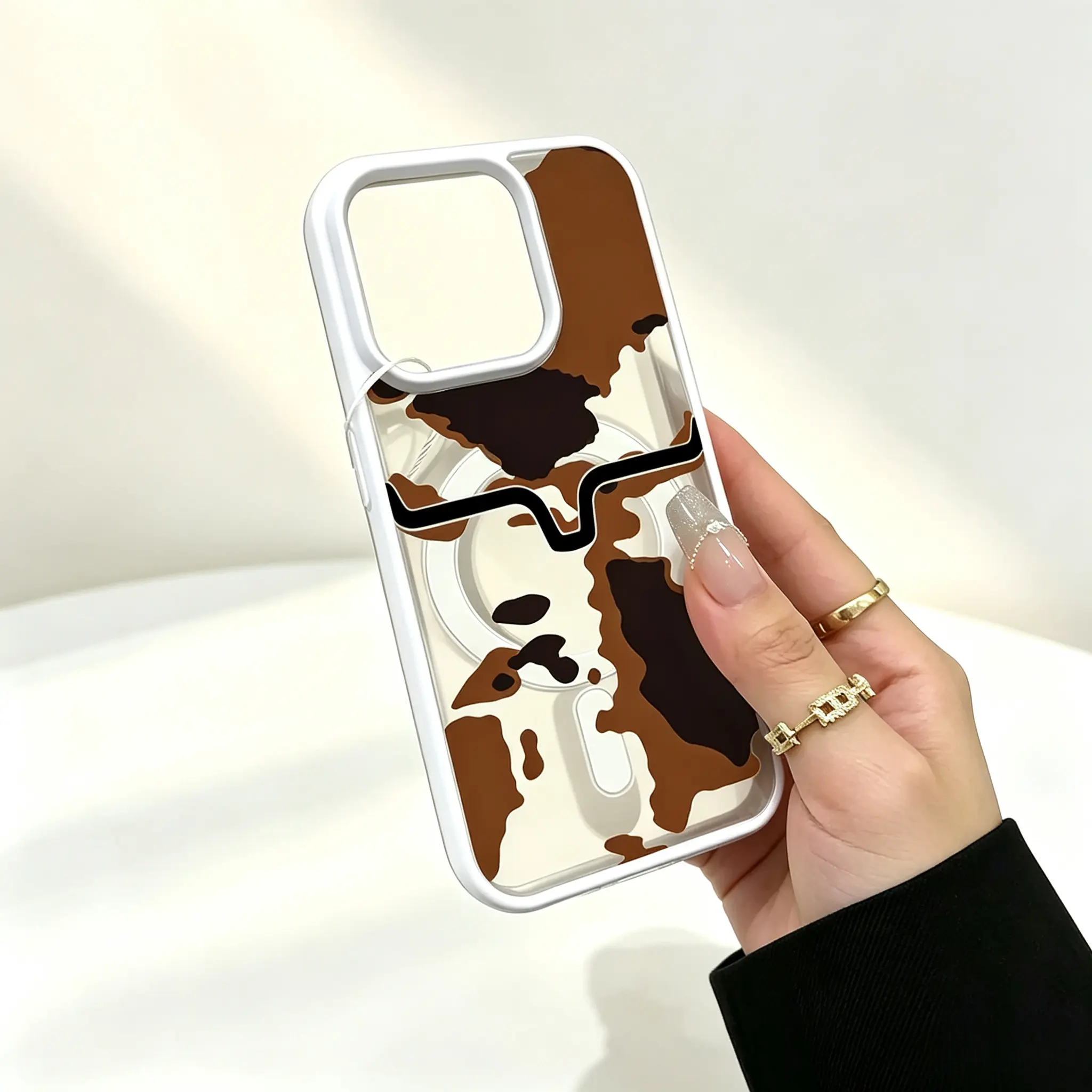 Cowhide Pattern Phone Casem,Rustic Western Ranch Style for iPhone 17 16 15 14 13 12 11 Plus Pro Max,Retro Cowboy Pattern Mag‑Safe Phone Case, Trendy Western Aesthetic Protective Case,Unique Farmhouse Gift.