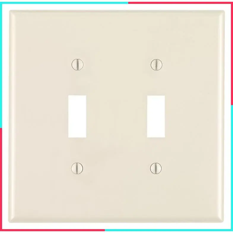 2-Gang Toggle Switch Wallplate, Midway Size, Light Almond