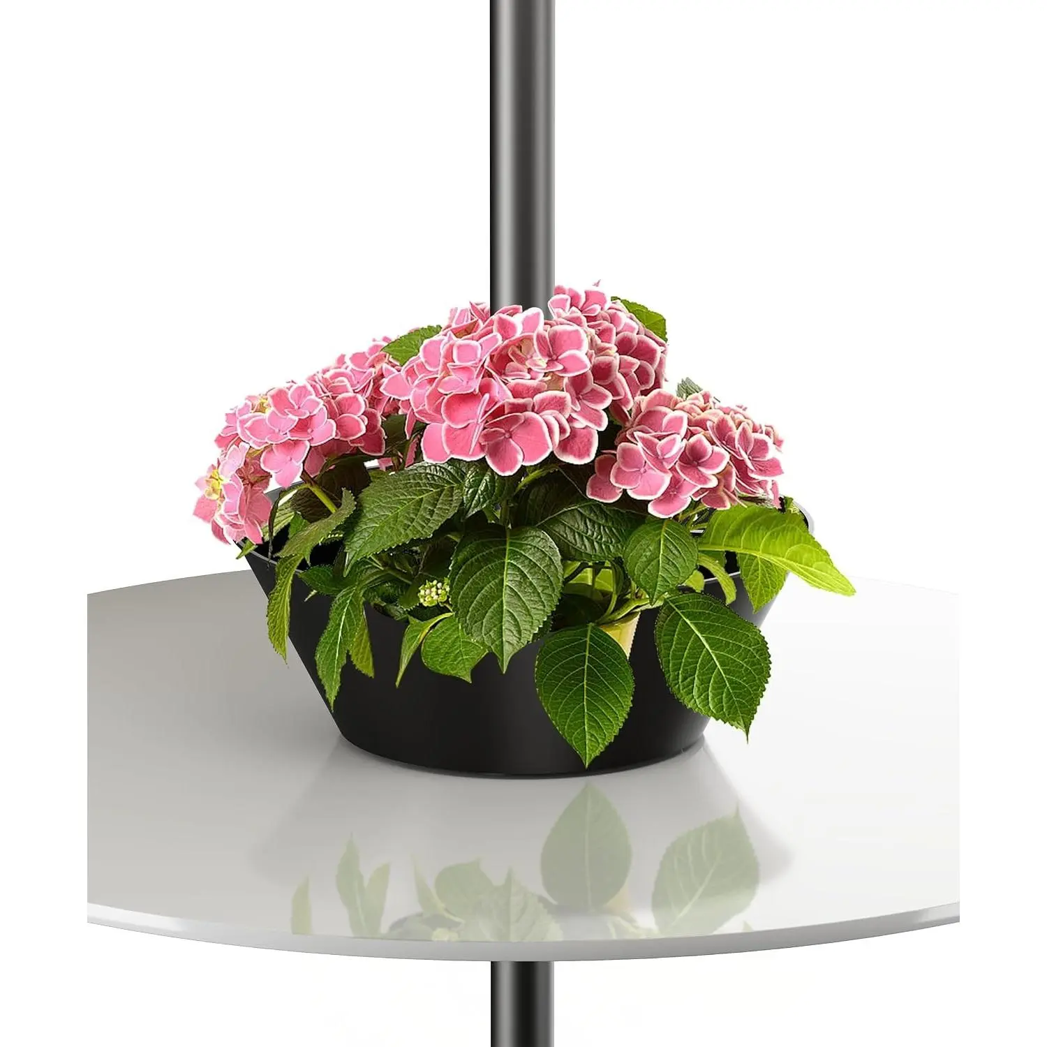 Umbrella Planter for Patio Table, Half Circle Flower Pot Fits Umbrella Poles Up to 2” Diameter, PVC Round Post Planter Wrap Around Umbrella for Indoor Outdoor Garden Home Plants, Black