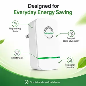 US Plug 28KW Power Factor Appliance, 90V-250V Electricity Saving Box with Surge Protector, Thermoregulation, Fire and Explosion-Proof, Leakage Protection, Easy to Use, Plug and Pla