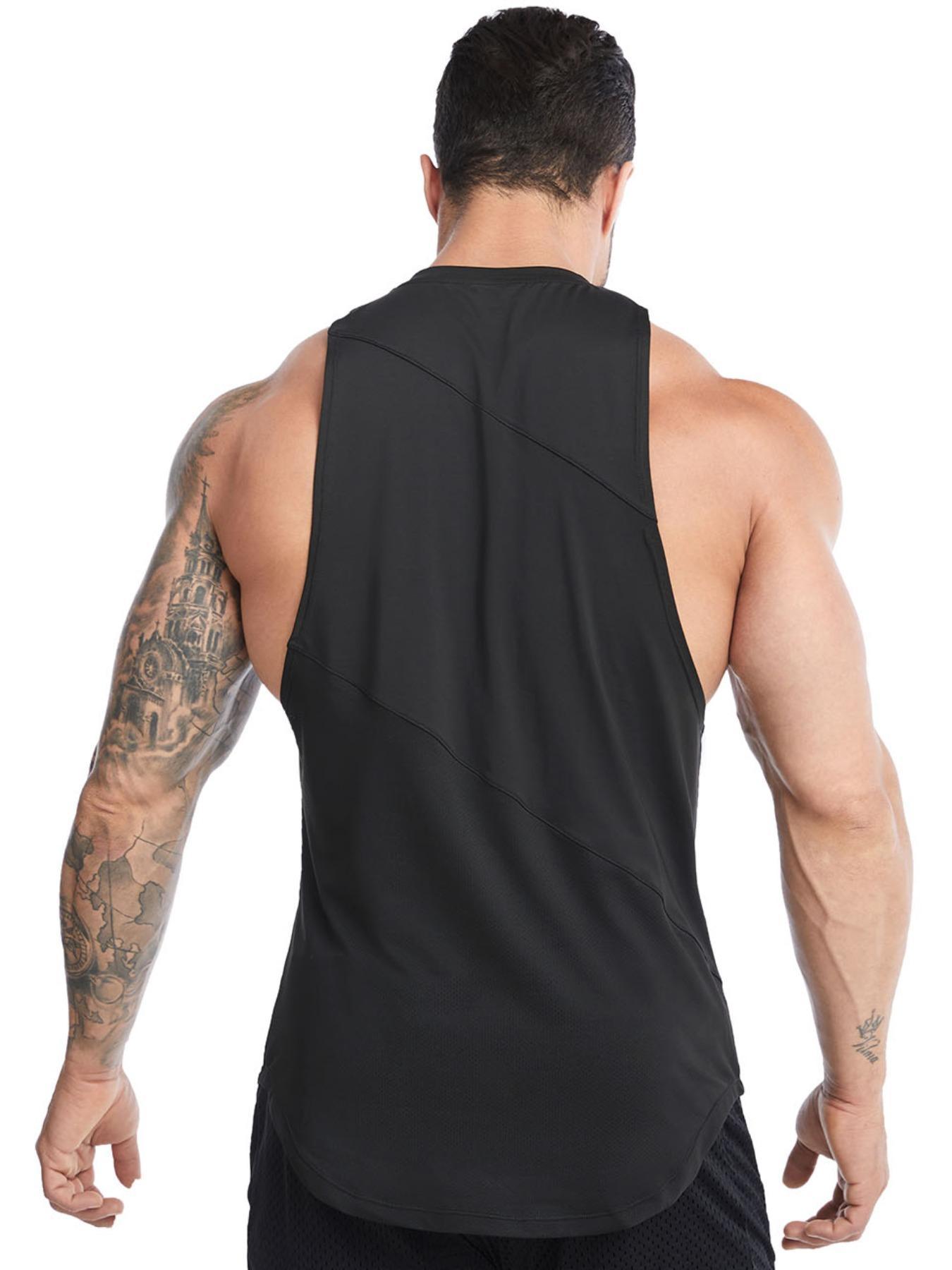 Men's Plain Round Neck Sports Vest, Quick Drying Breathable Loose Tank Top, Mens Clothing, Men's Sportswear for Indoor Outdoor Running, Gym Clothes