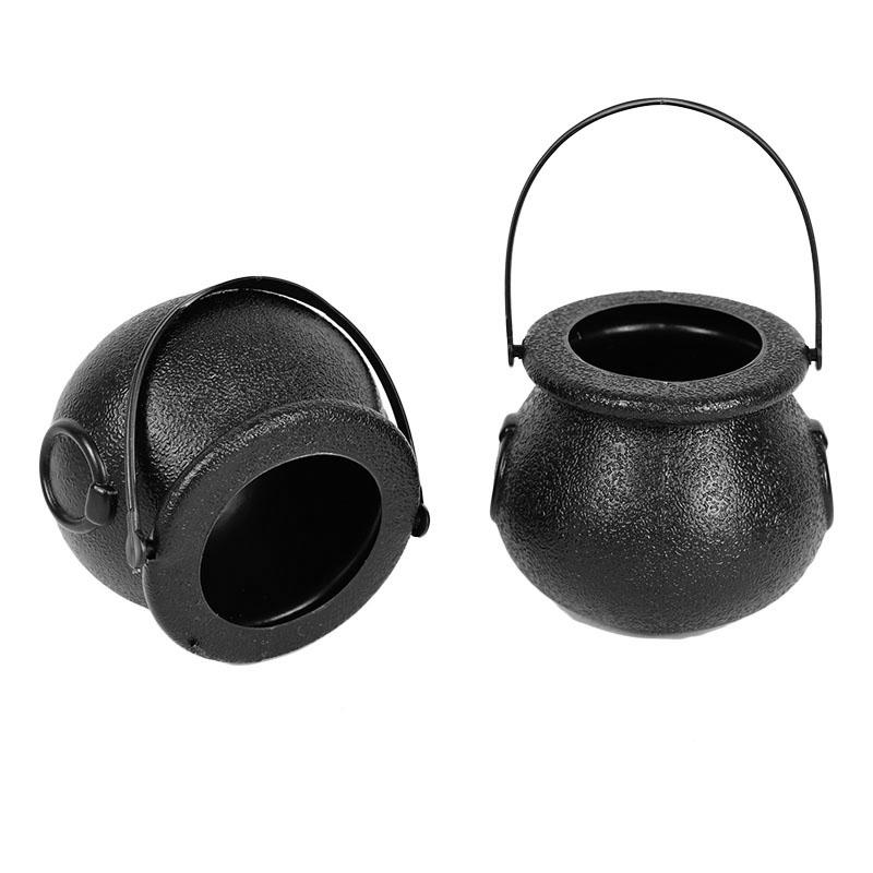 6count Mini Halloween Candy Bucket Pot Witch Skeleton Cauldron Holder Jar Trick Or Treat Halloween Party Decoration Props Kids Toy