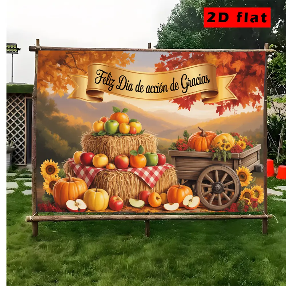 2D Flat Banner HD digitally printed polyester photography backdrop, fall harvest Thanksgiving theme soft lightweight foldable background cloth, suitable for party decor, event photos, portrait shooting, product photography, video