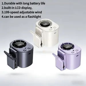 2026 New Multi-Functional Waist Clip Fan USB Rechargeable Silent Neck Fan With LED Flashlight 199 Speed Adjustable 360 °   Rotatable Portable Outdoor Cooling Fan For Cycling Camping Work