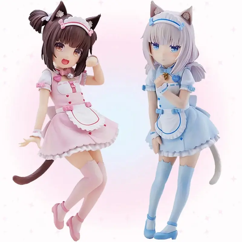 18cm NEKOPARA Series Action Figure Set, 2pcs-with Box & 1pc-a No Box Chocola & Vanilla Cute Standing Model, High Quality PVC Toys for Collection & Decoration Gifts