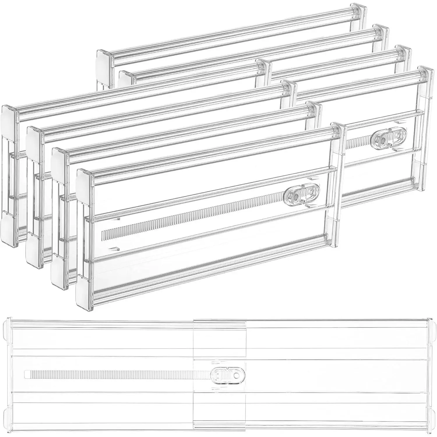 8 Pack 6" Tall Upgrade Drawer Dividers for Big and Deep Drawer, 12.8"-22.3" Adjustable Expandable Dresser Drawer Organizer, Clear Plastic Separators for Dresser, Baby Supplies, Kitchenware