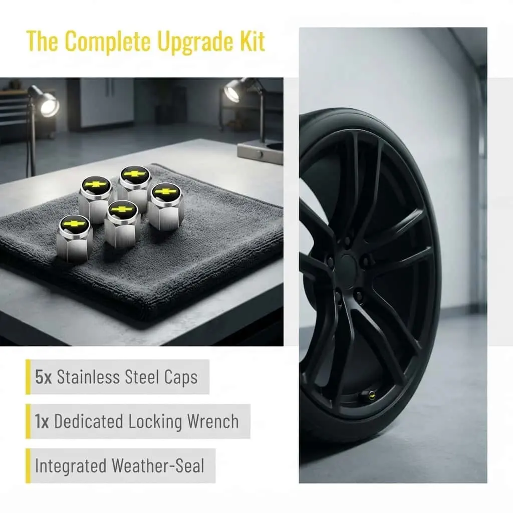5PCS Hexagonal Tire Valve Stem Caps, Aluminum Alloy Wheel Air Valve Covers, Rubber Seal Prevent Air Leakage, Dustproof Anti-Corrosion Wheel Accessories, Compatible with Corvette, Camaro, Malibu, Trax, Trailblazer, Equinox, Blazer, Tahoe, Suburban, Colorad