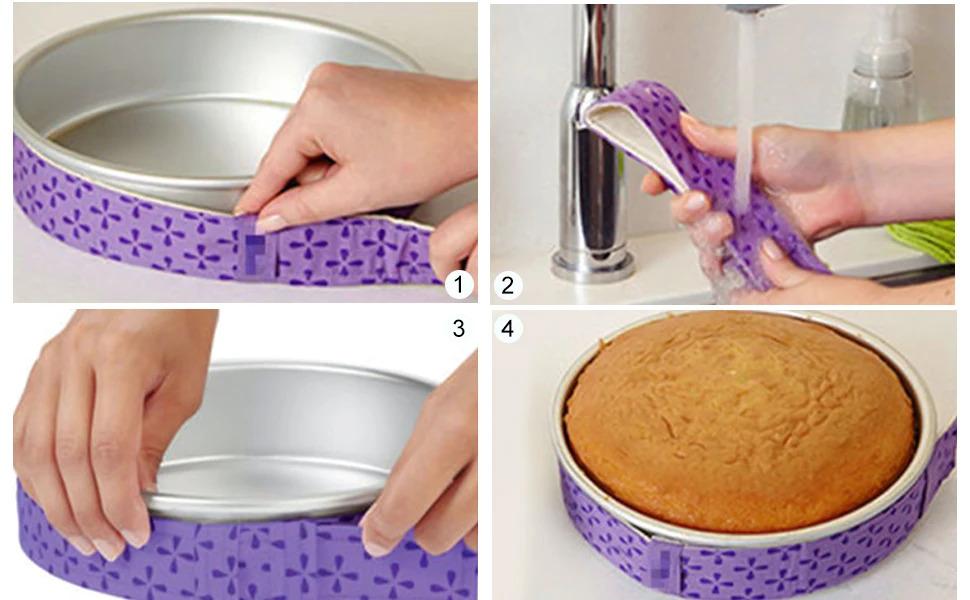 Cake Strips for Even Baking, Cake Pan Dampen Strips, Super Absorbent Nylon to Keeps Cake More Level (2 Pack)