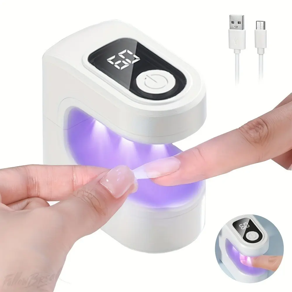 Portable Mini Nail Lamp with Digital Display, USB Charging, Gel Light for Home & Salon, Ideal for Hardening Gel Nails, Perfect Valentine's Gift