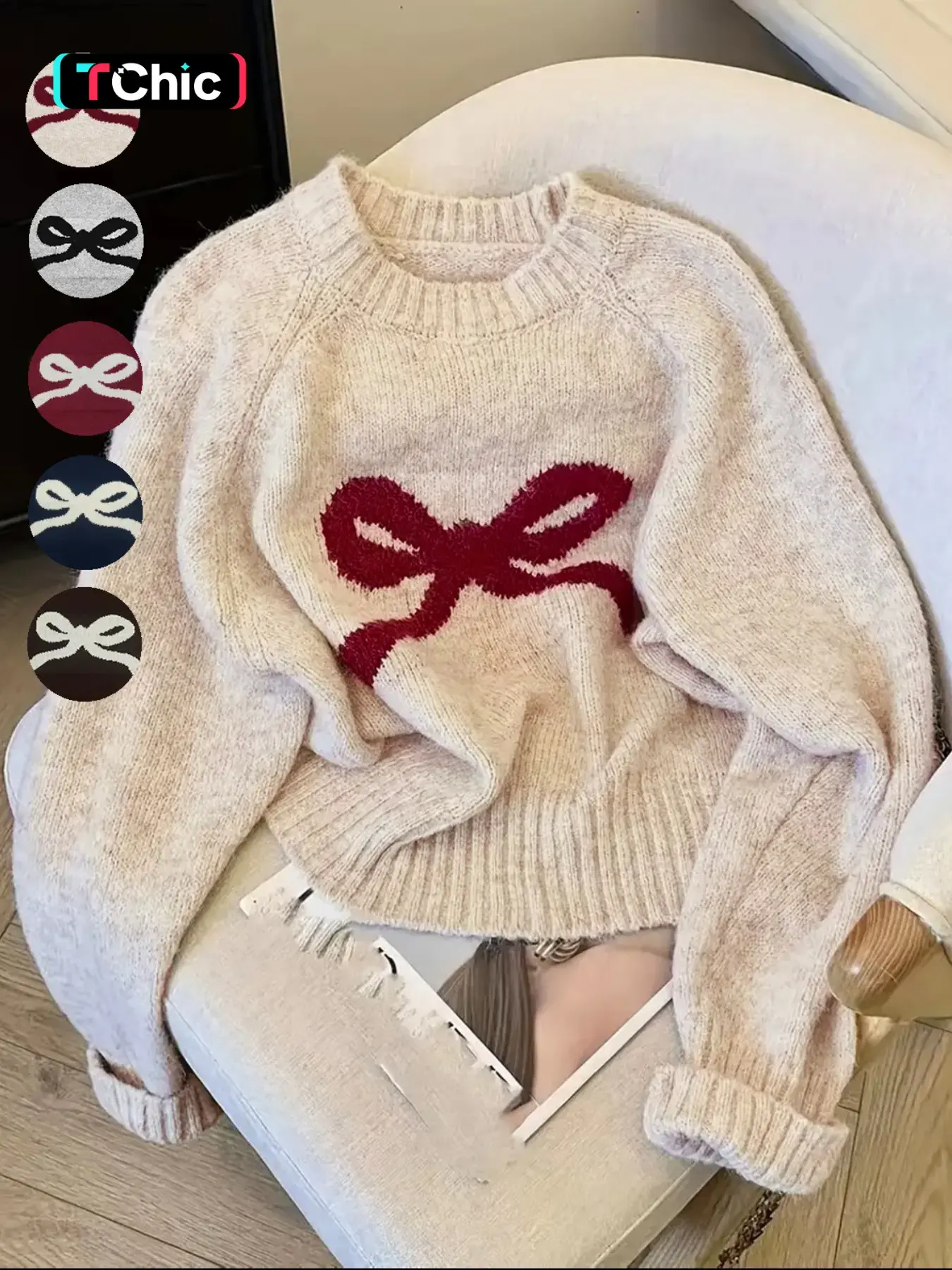 Elegant Women's Loose Butterfly Pattern Pullover, Long Sleeve Round Neck Sweater, Casual Spring & Fall Fashion, Unlined Comfortable Top