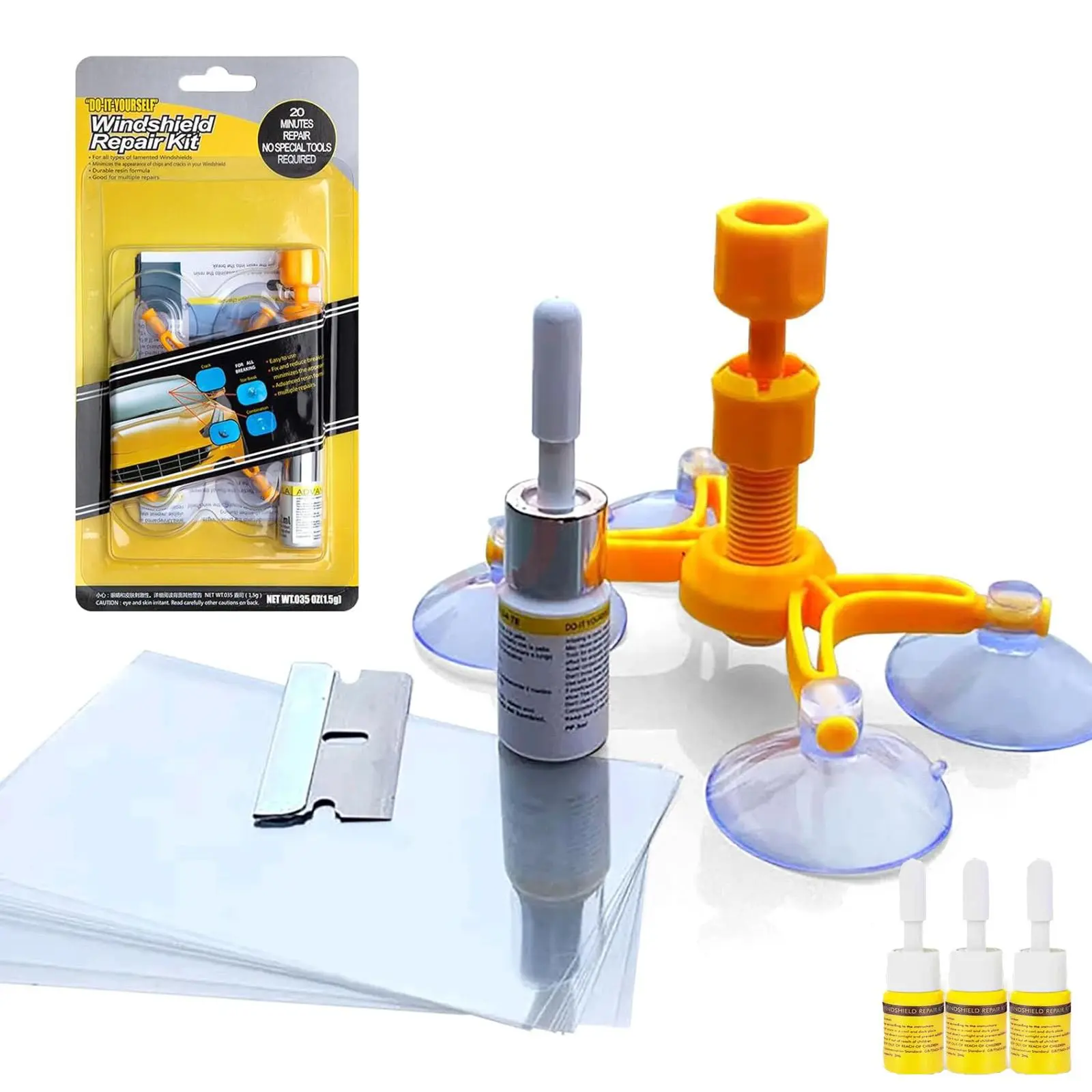4PCS Windshield Repair Kit, Car Glass Chip & Crack Repair Tool with Nano Repair Fluid, Windshield Crack Repair Kit for Cars