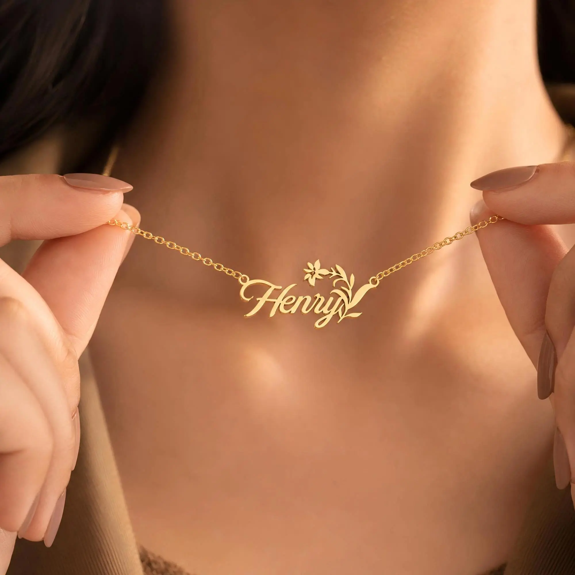 AS765 Customized Name Fancy Pendant Personalized Gift Stainless Steel Necklace Gift for Girlfriends and Family