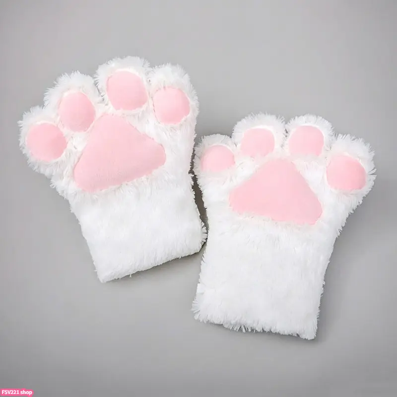 Plush Cat Paw Gloves with Claws, Interactive Squeaker & Photo Prop - Lightweight Comfortable Fashion Hand Accessories for Halloween, Cosplay - Funny Gift Meowmittens