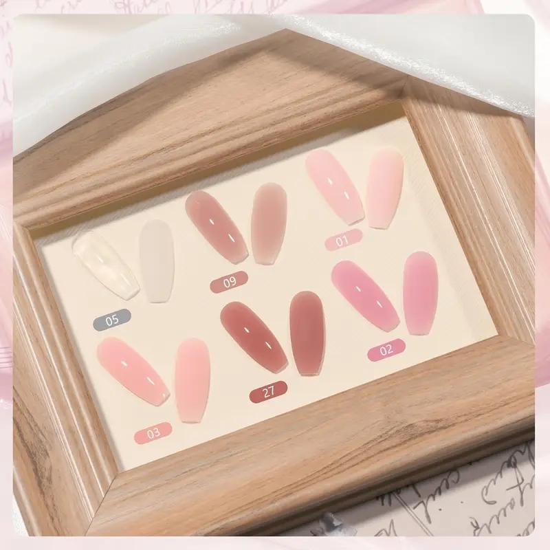 Poly Nail Gel Set, Polygel Nail Kit, 6 Colors Neutral Glitter Extension Gel Nail Enhancement Set with Nail Dryer Lamp, DIY French Design Nail Art Kit for Home Salon