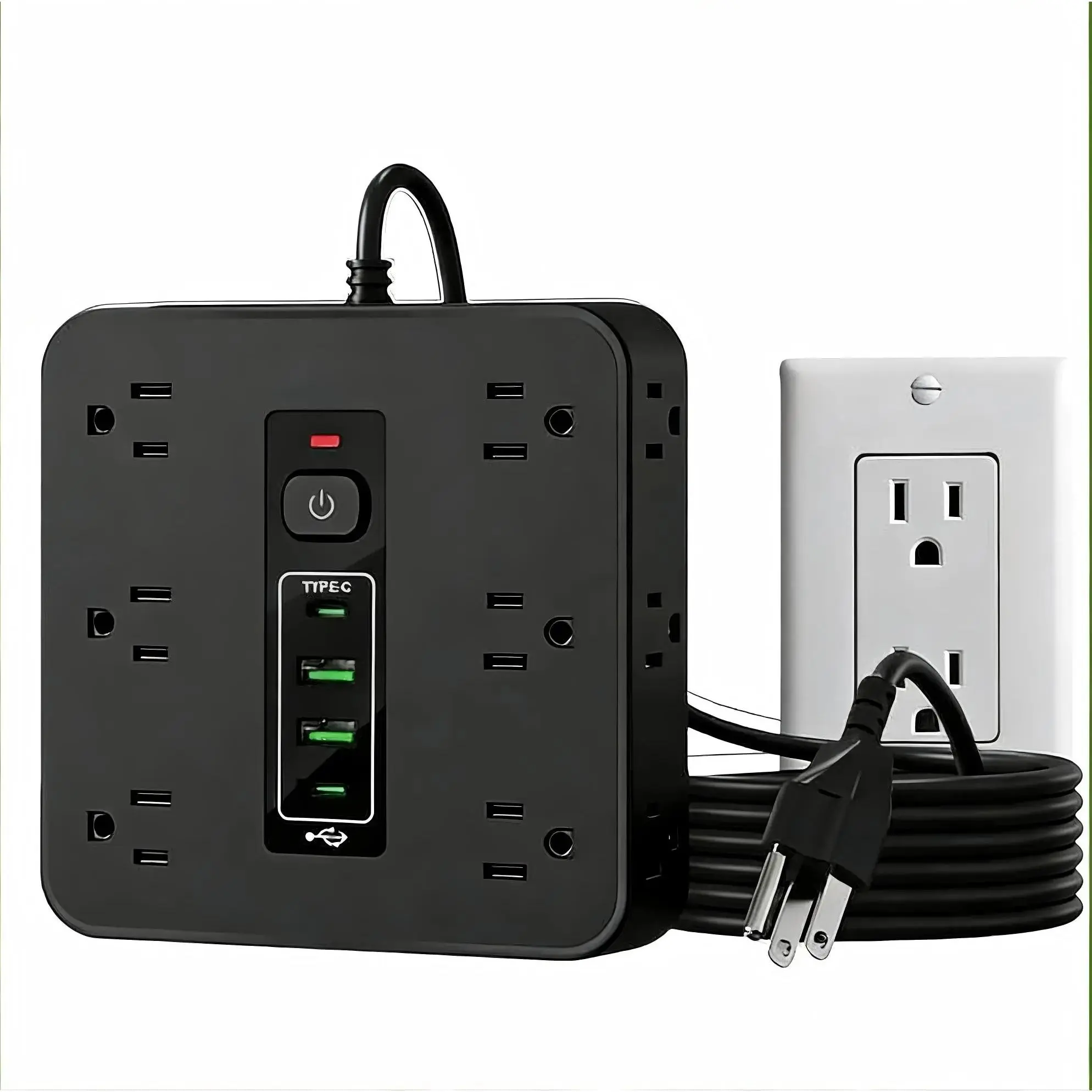 16-in-1 Power Strip with Switch & Surge Protection, Multifunctional Power Strip with 12AC Outlets & 2 USB & 2 Type-C, USB Ports Socket for Office, Home and Travel, Wall Outlet Extender,Power Socket Expander,Father's Day Gift, SummerVibes